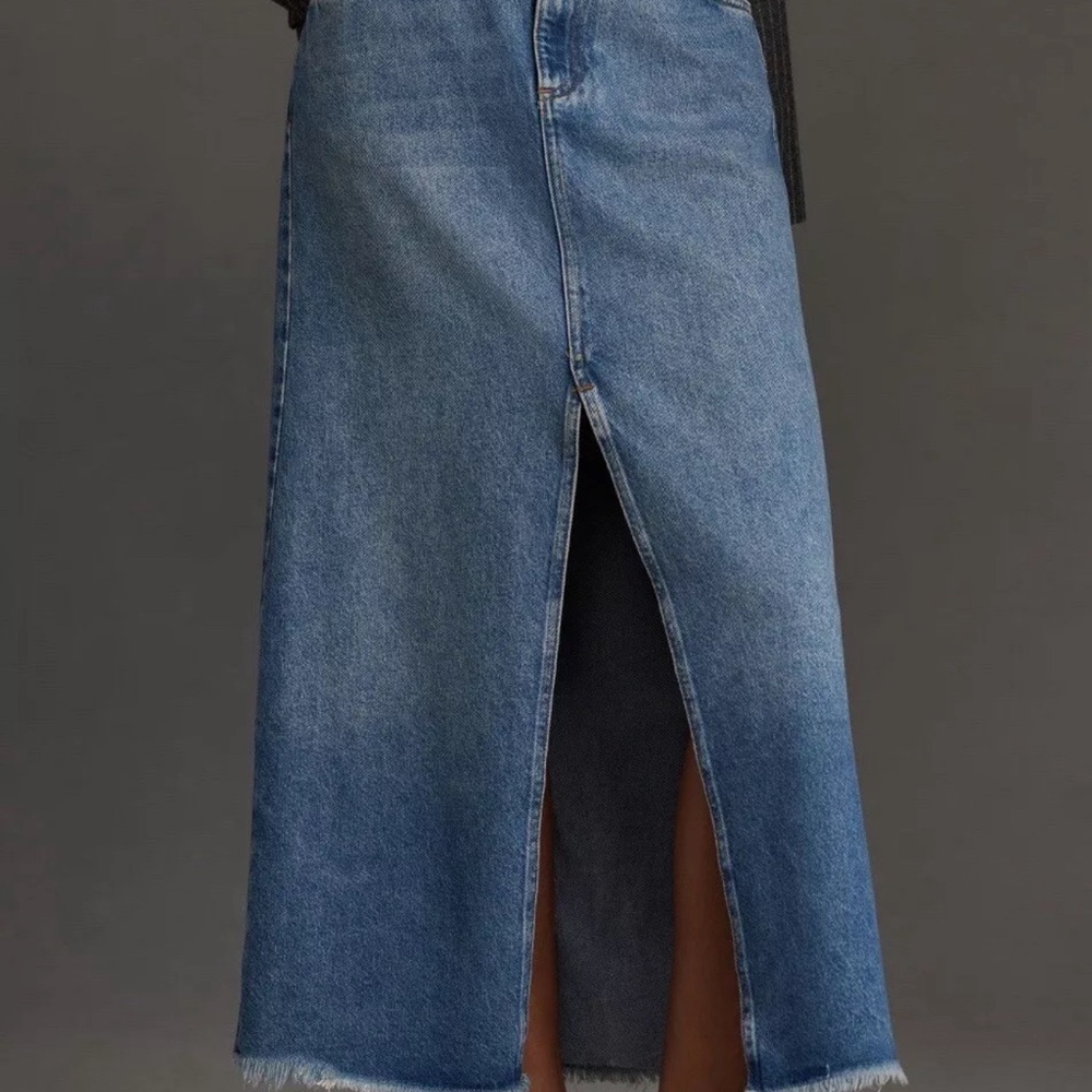 Anthropologie Pilcro Madi Front Slit Denim Maxi Skirt Summer Wash 18W NWOT